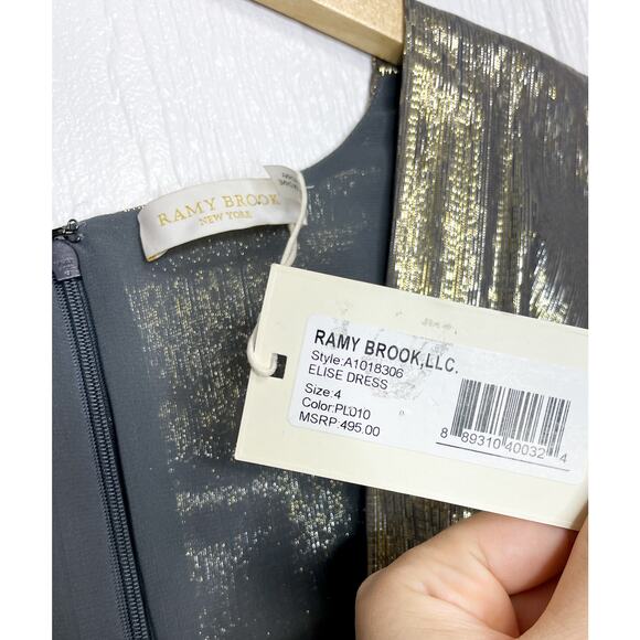 RAMY BROOK Elise Silk Metallic Twist Front Dress US 4 NWT $495 - Picture 7 of 13